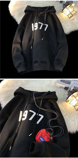 2024 New Men Hoodies Large Size Casual Male Clothing 1977 Print Fashio