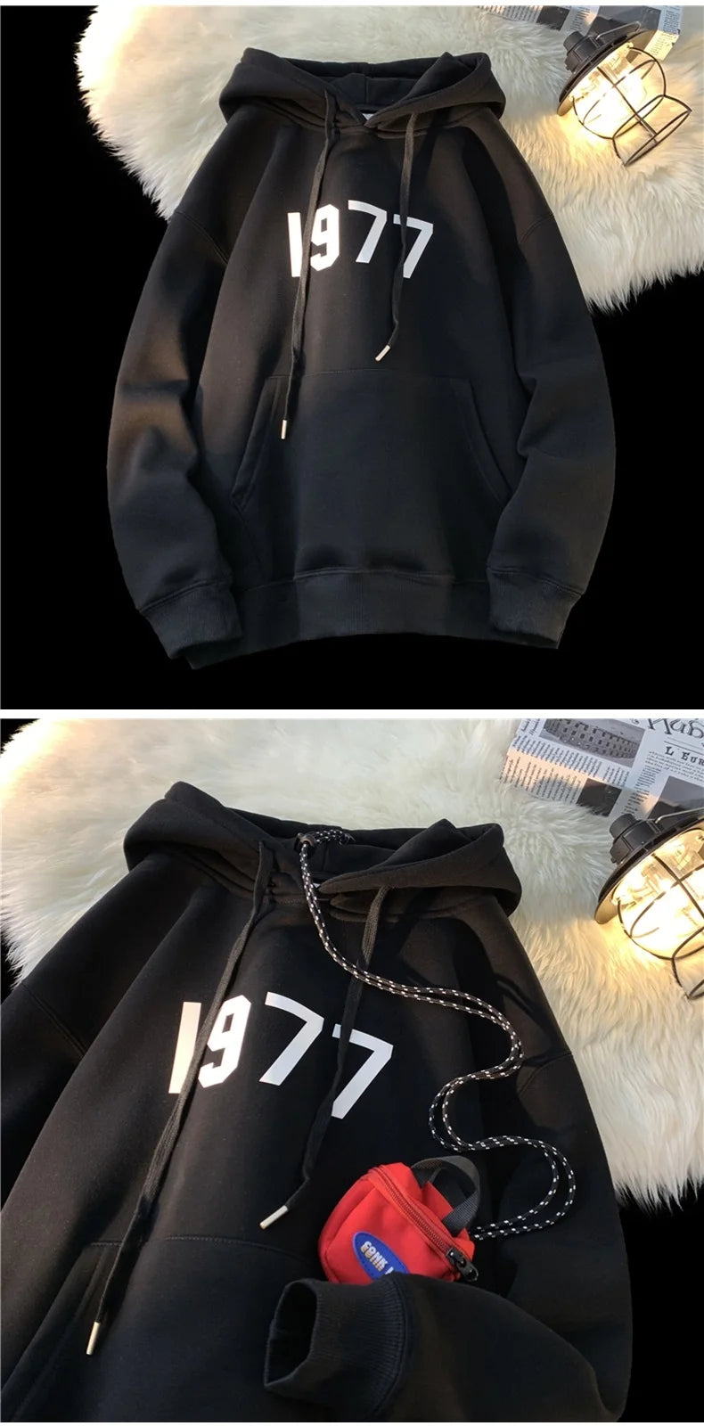 2024 New Men Hoodies Large Size Casual Male Clothing 1977 Print Fashio