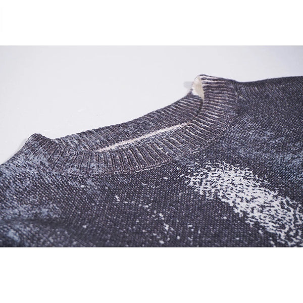 techwear flame knit sweater with structured oversized fit, ideal for cold streetwear layers, men’s streetwear clothing piece 