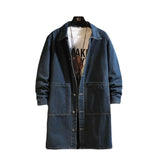 graphic fit quality casual men-long-jean-jacket-winter-men-women-trend-big-pockets-turn-down-collar-trenchcoat-outerwear-fashion-black-loose-denim-coats style fashion urban everyday design image hop hip streetwear - material essential print 3944af premium unisex oversized wear high style streetwear design ID 9469b