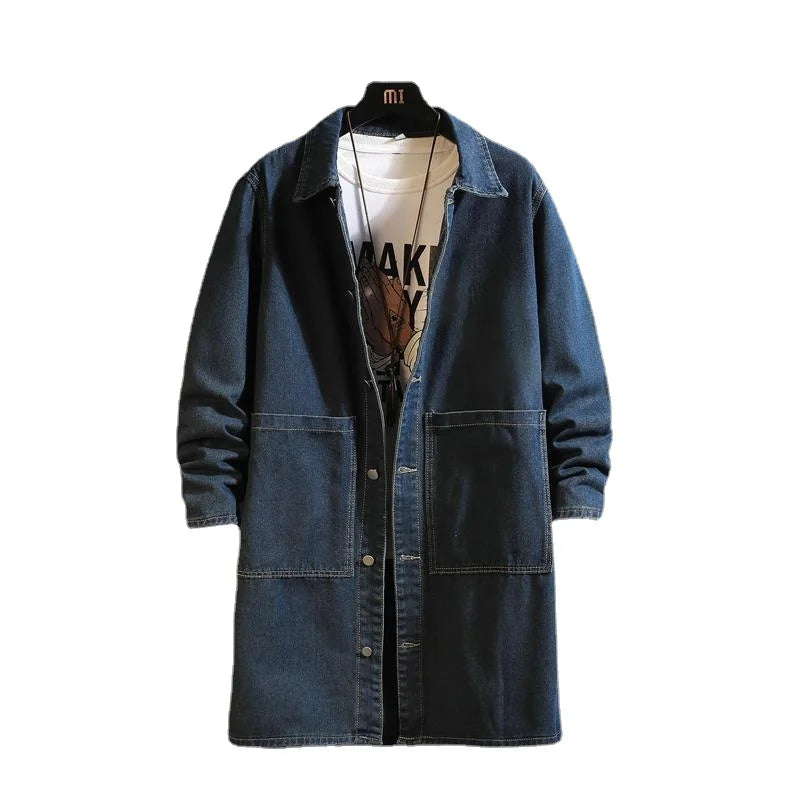 graphic fit quality casual men-long-jean-jacket-winter-men-women-trend-big-pockets-turn-down-collar-trenchcoat-outerwear-fashion-black-loose-denim-coats style fashion urban everyday design image hop hip streetwear - material essential print 3944af premium unisex oversized wear high style streetwear design ID 9469b