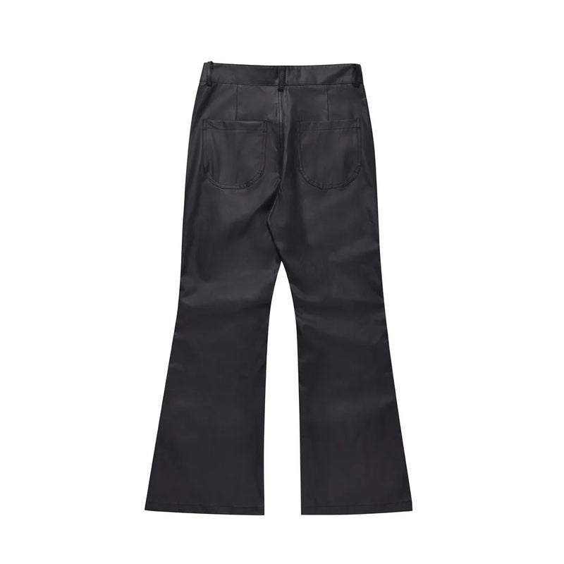 men japanese streetwear fashion vintage hip hop punk gothic cleanfit black coated flare pant man trousers unique default style 1378