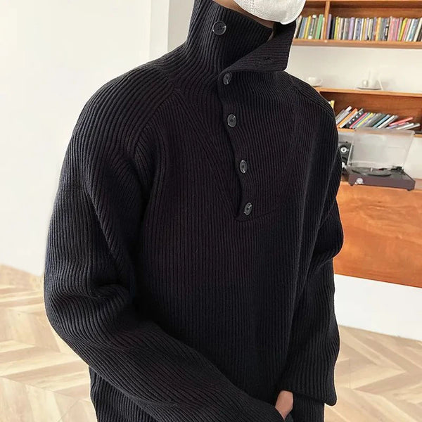 minimalist knit jumper, daily wear essential, trendy urban fashion top for men, layered streetwear look