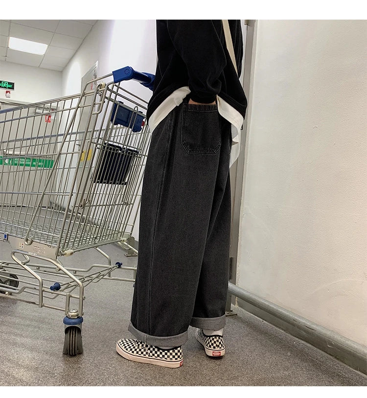 men wide leg jeans loose straight baggy denim pant mens womens streetwear skateboard pants oversized hip hop casual trousers unique jeans style 1106
