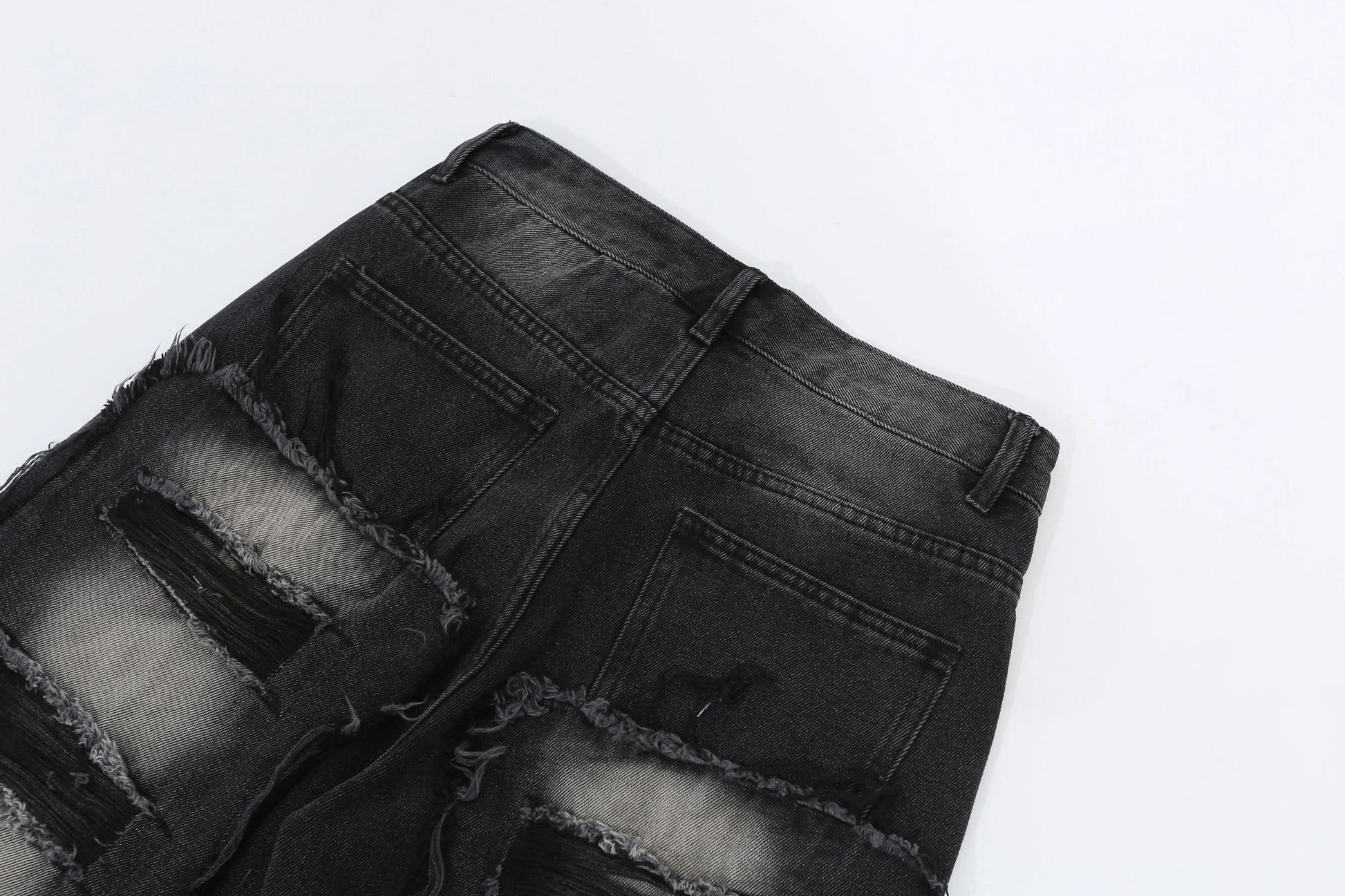 fashion distressed washed wtih moustache effect denim jean pants mens casual straight trousers streetwear hip hop joggers pants unique joggers style 2345