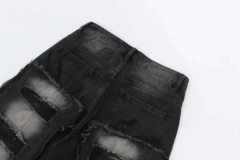 fashion distressed washed wtih moustache effect denim jean pants mens casual straight trousers streetwear hip hop joggers pants unique joggers style 2345