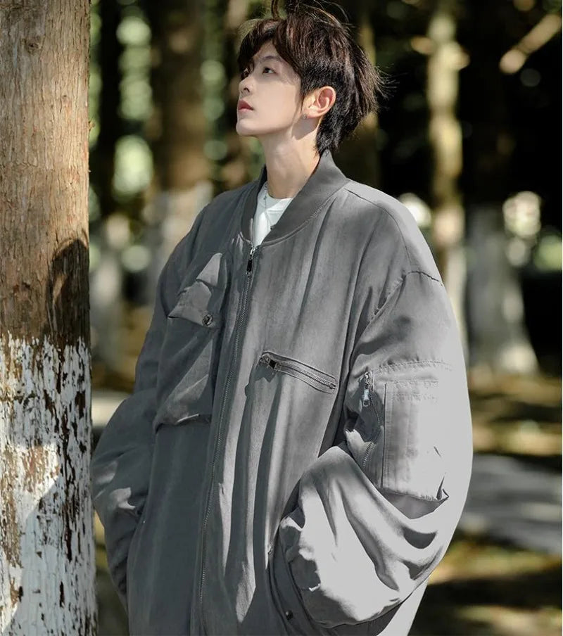 High Street Pilot Cotton Jackets Mens Thickening Winter Tooling Trendy Profile Warm Bomber Coats Unisex Baseball Collar Parkas