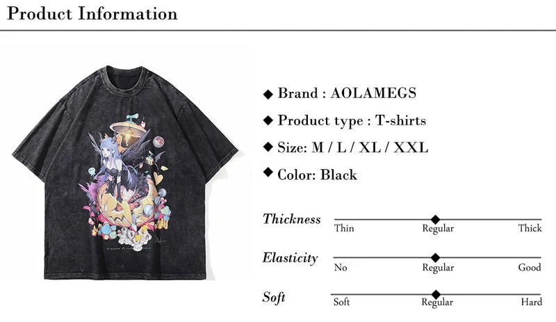Skatercore Oversized shirt – Aolamegs Mens T Shirt Letter Printed Anime Esthetics Graphic