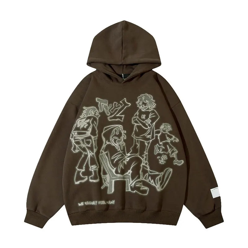 Chicvoy Women Hoodie Y2K Scrawl Graphic Harajuka Sudaderas Grunge Pull