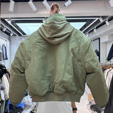 2024AW new cotton dress solid color hooded multi-pocket jacket