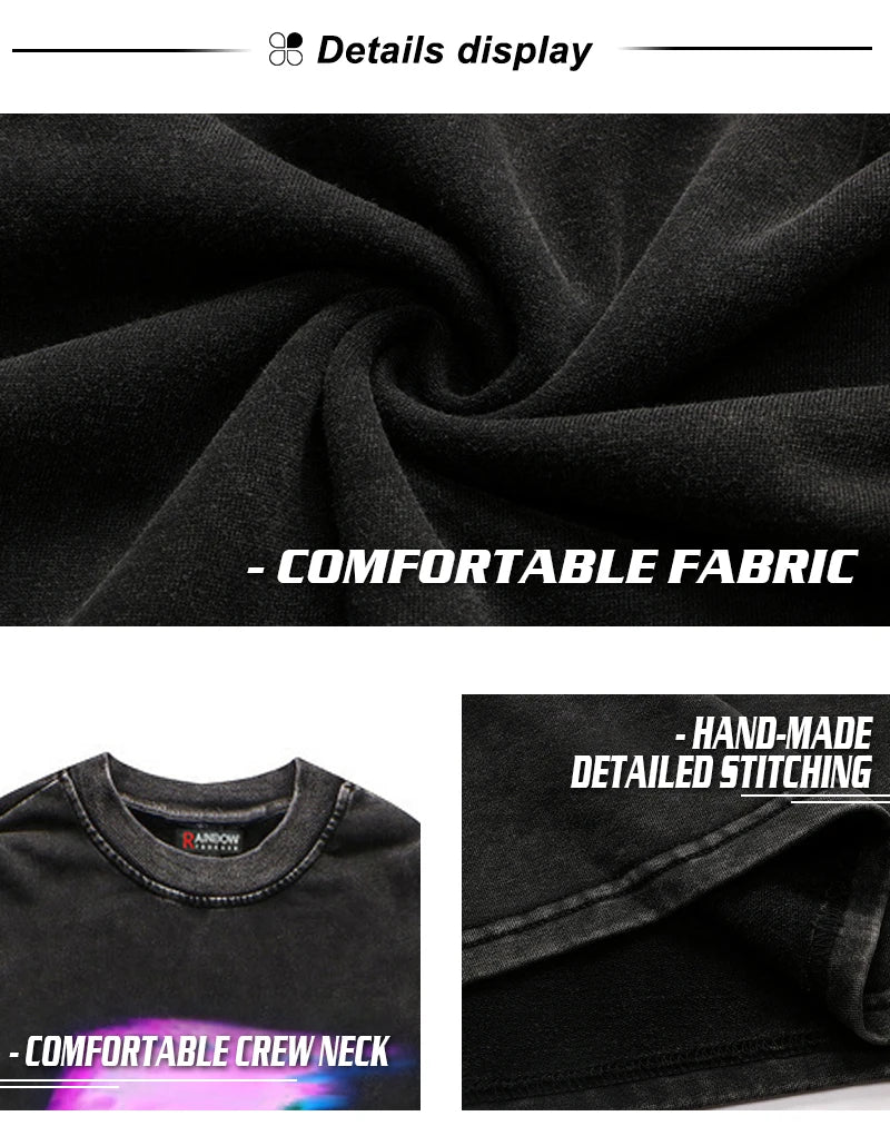 Gothic Streetwear – Rainbowtouches Men Lettered Printing Long Sleeve Top Rib Cre – Modern Streetwear for Everyone