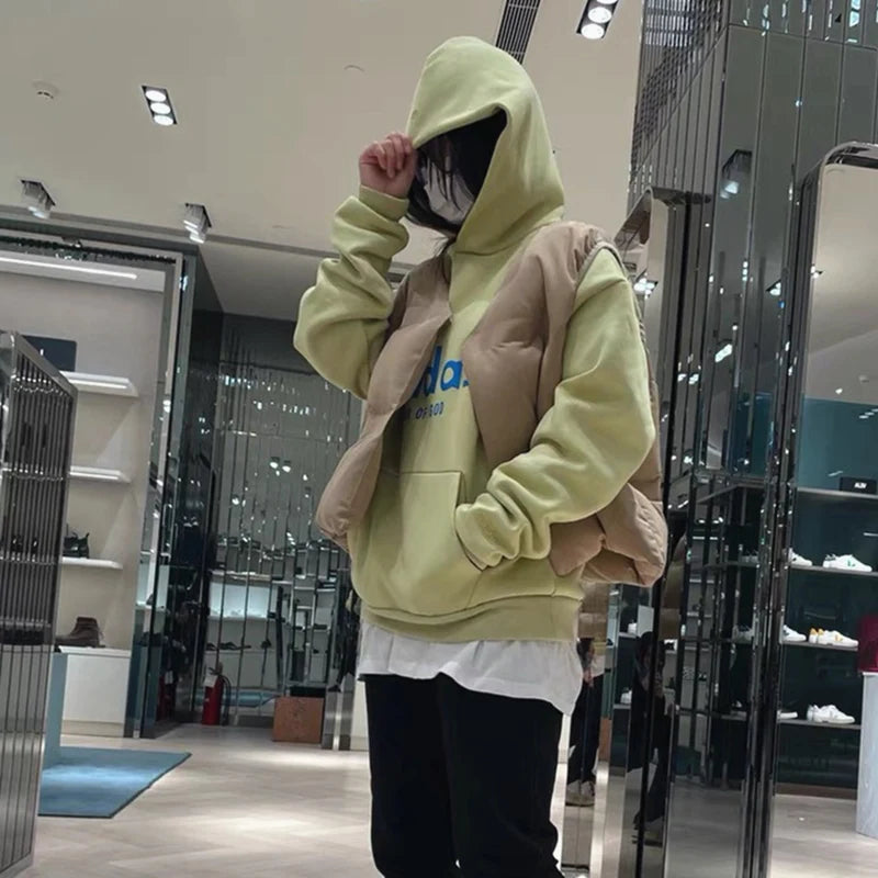 Frog drift New Fashion Street Kanye West DONDA Double sided wearable short cotton jacket Sleeveless Cotton padded Down vest men