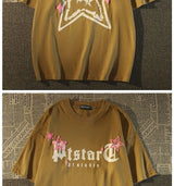Glitchcore Chrome logo – Pure Cotton American Retro High Street Star Short Sleeved T