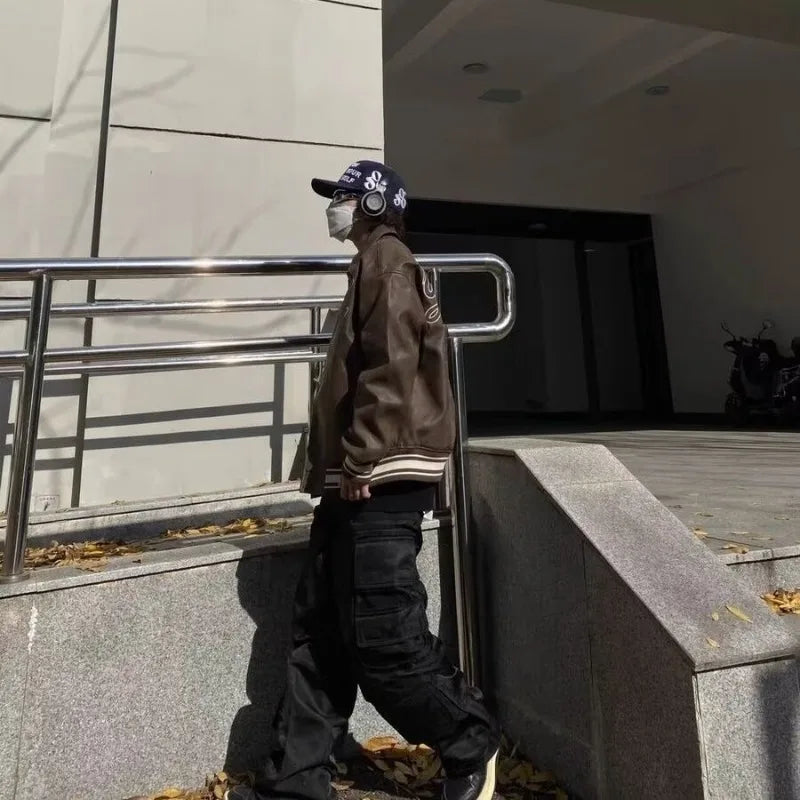 techwear zip bomber, urban street style, mens fashion