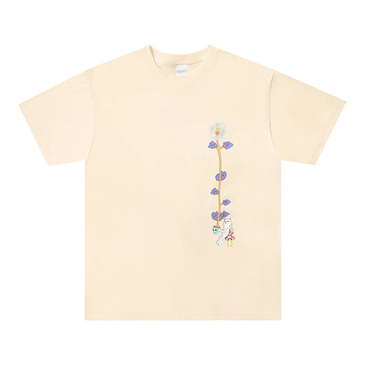 vaporwave vintage t-shirt featuring 2024 vintage japanese style cat flower print high street cotton oversized casual short sleeve tops t shirt for summer