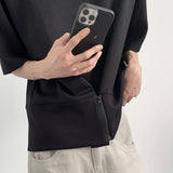 Harajuku Melting smiley – 2024 Mens Retro Shoulder Pad Short Sleeve T Shirt Loose O Ne