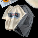 Sadcore Chrome logo – Stylish New Suede Short Sets Hip Hop Street Letter Printing