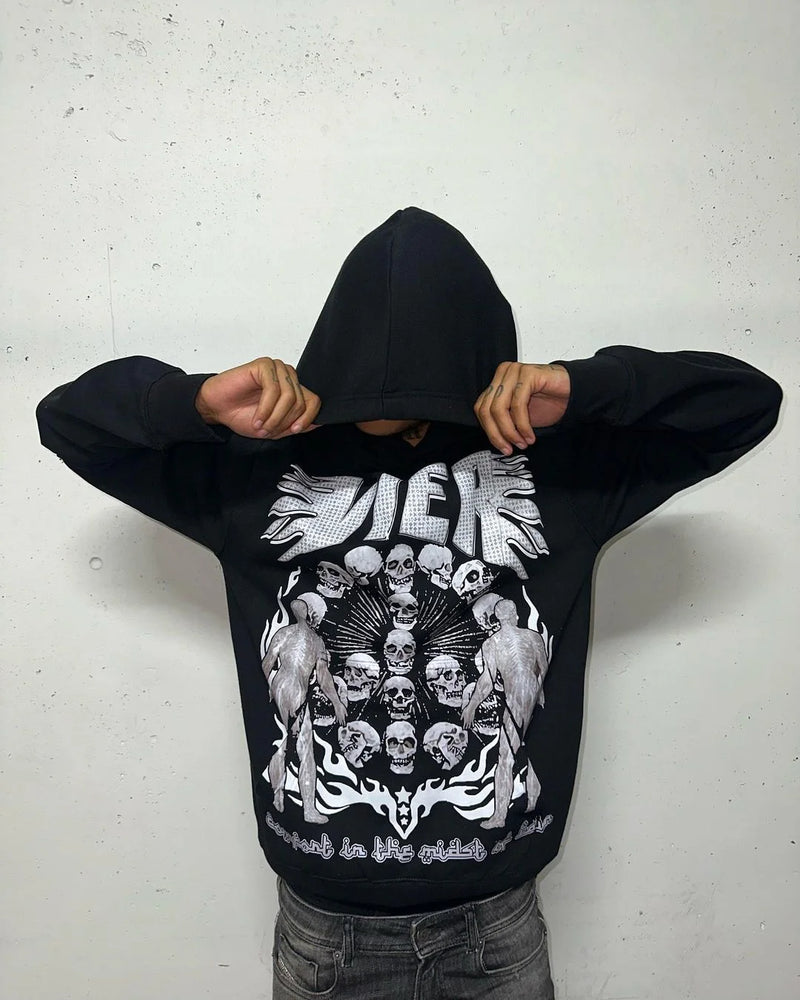 Y2K Womens Clothing Hoodies Sweatshirt Long Sleeve Pullover High Stree