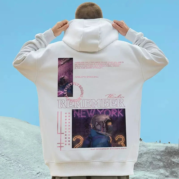Subway Astronaut Gothic Print Mens Sweatshirt Autumn Pullover Streetwear