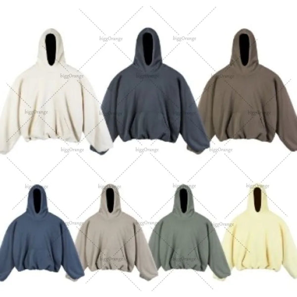 Trendy Brand Streetwear Harajuku Colorful Solid Color Casual Oversized Sweatshirt Men Hip-hop Loose Cotton Winter Baggy Hoodie