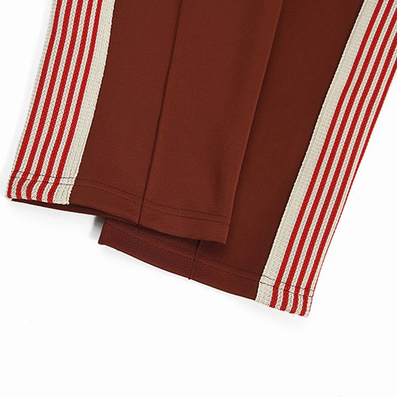 good quality brown motion casual pants men woman lovers trend side edge weaving embroidery drawstring loose trousers unique default style 5015