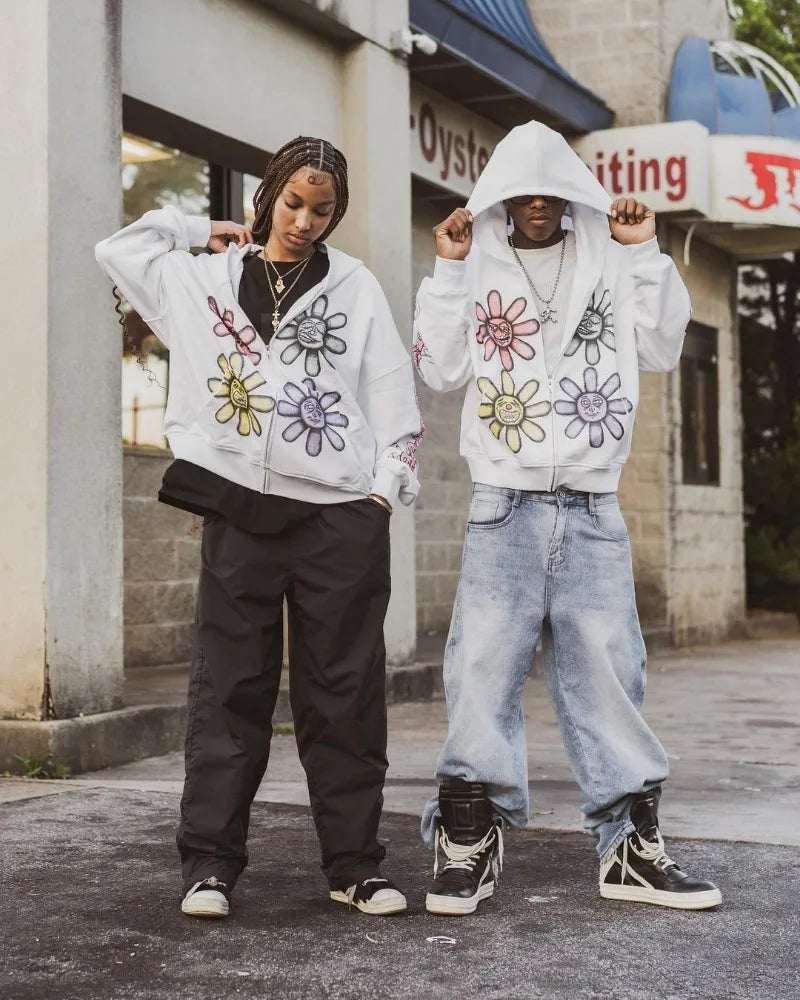 European And American Street Fashion Couple Zipper Sweatshirt Y2K Hara