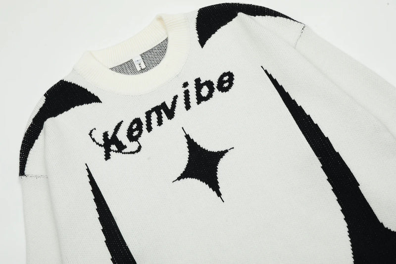 mens streetwear sweater hip hop letter geometry knitted sweater pullover new casual autumn o neck cotton sweater unisex jumpers - soft fleece-lined outerwear, 2025 streetwear drop, bold artwork streetwear hoodie