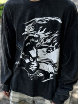 grunge pullover streetwear, modern knitwear, cozy fashion fit, stylish street outfit, modern aesthetic appeal