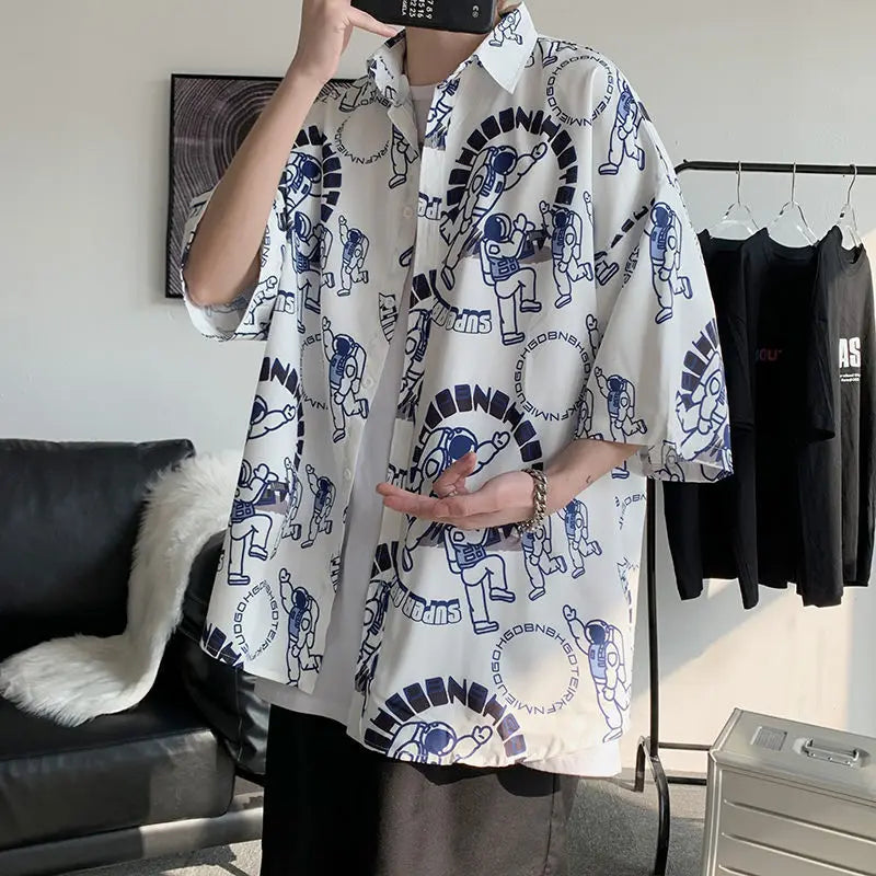 2023 Summer New Light Luxury Fashion Shirt Men Loose Casual Short-sleeved Shirt All-match Boutique Clothing Simple Style