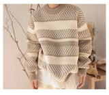 grunge knit sweater with heavyweight fabric, layered urban look for cold weather, street fashion menswear trend for seasonal 