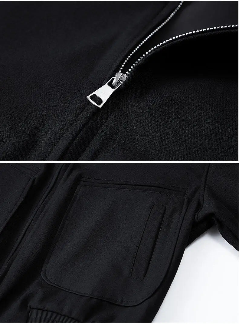 checkered varsity bomber, high-street look, men's streetwear fashion, trendy oversized fit, urban techwear design, modern hip