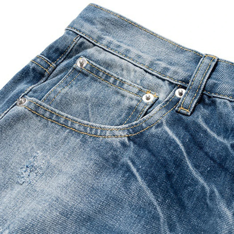mens fashion ripped jeans blue distressed flared denim pants baggy jeans trousers male luxury designer jeans urban skinny jeans