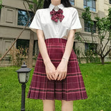 Japanese Korean Student Short Sleeve Sexy Jk Uniform Set High School Clothes Pleated Skirt Girl Seifuku Dress Cosplay Schoolgirl