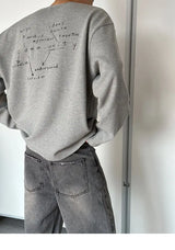Trendy Korean Style Personalized Floral Gray Waffle Print Long-sleeved Autumn American Men's Women's Y2K Round Neck Sweatshirt