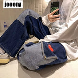 men jeans patchwork multi pocket couple denim pants beggar style cargo pants high street casual male streetwear baggy cargo bottoms