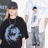 Vaporwave Fashion – Summer New Saint T Shirt Chaopai 3D Steel Nails Direct Spray – Edgy Streetwear for All Genders
