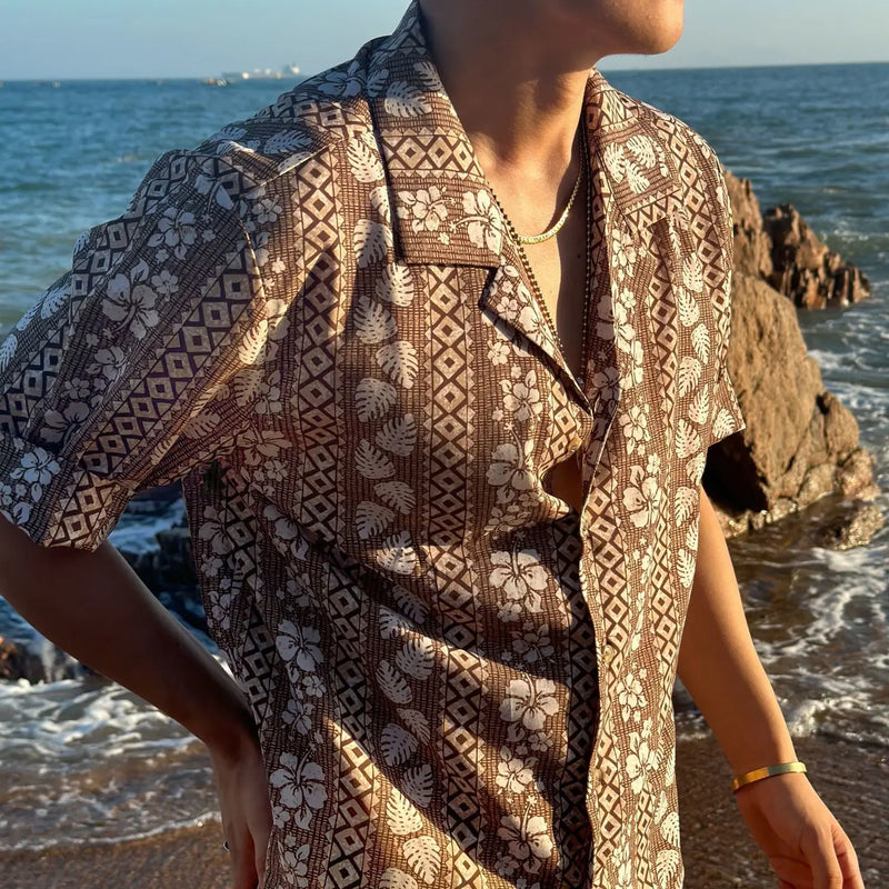 2024 summer beach casual men resort style versatile short-sleeved shirt new Cuban style trendy fashion high-end shirt for men