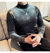 Trapwear Graphic tee – Turtleneck Stretch Slim Fit T Shirt Men Long Sleeve Thicken