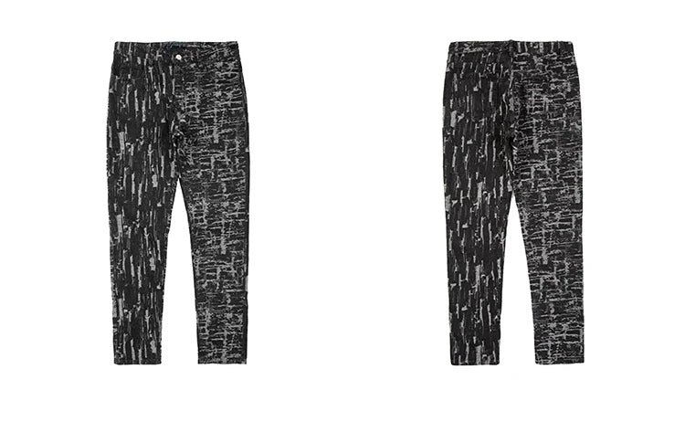 harajuku irregular scratched ripped holes denim jeans men zipper jeans hip hop streetwear new casual slim fit joggers jean pants unique joggers style 977