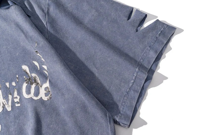 Trapwear Shirt – Rainbowtouches Summer New Unisex High Street Loose Washed To – Urban Streetwear for Men & Women