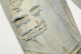 mens fashion ripped jeans blue straight baggy jeans trousers luxury loose casual distressed denim pants male unique jeans style 6057