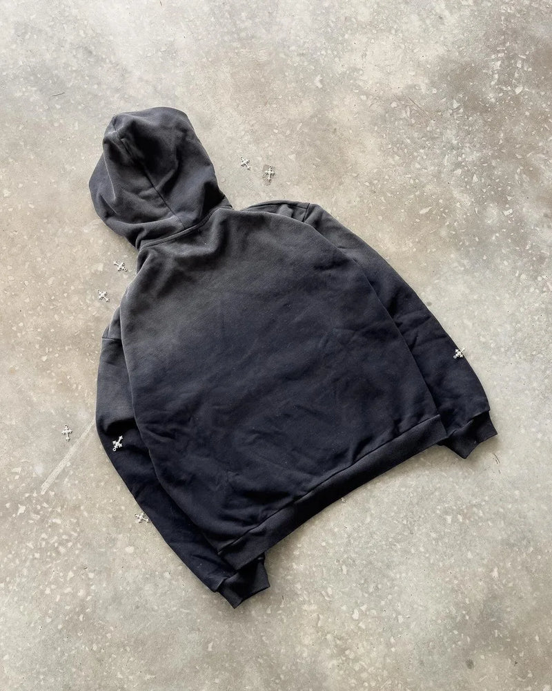 Y2k Winter Long Sleeved Hoodie Sweatshirt Oversized Winter Clothes Streetwear Y2k Vintage Punk Graffiti Print Top School Ootd