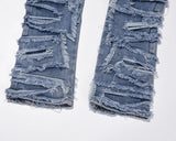 retro hole ripped distressed jeans for men straight washed harajuku hip hop loose denim trousers vibe style casual jean pants unique jeans style 852