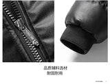 Winter new men's cotton thickened jacket slim stand-up collar splicing PU leather large pocket cotton-padded coat men