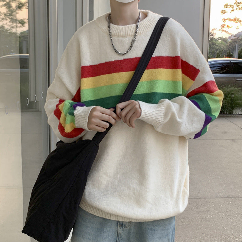 varsity graphic knit, unisex street look, trendy streetwear apparel for men and women