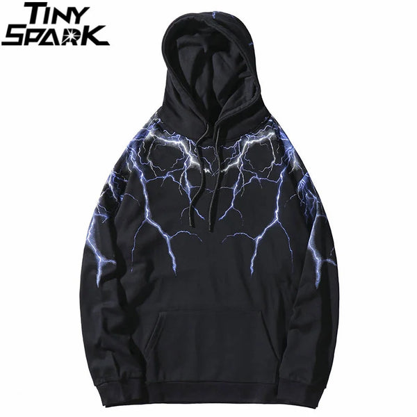 Hip Hop Lightning Hoodie Sweatshirt Men Harajuku Streetwear Hooded Pul