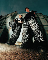 american high street trendy brand loose floor mopping trousers men y2k gothic punk dark style printed oversized trousers women menswear bottoms