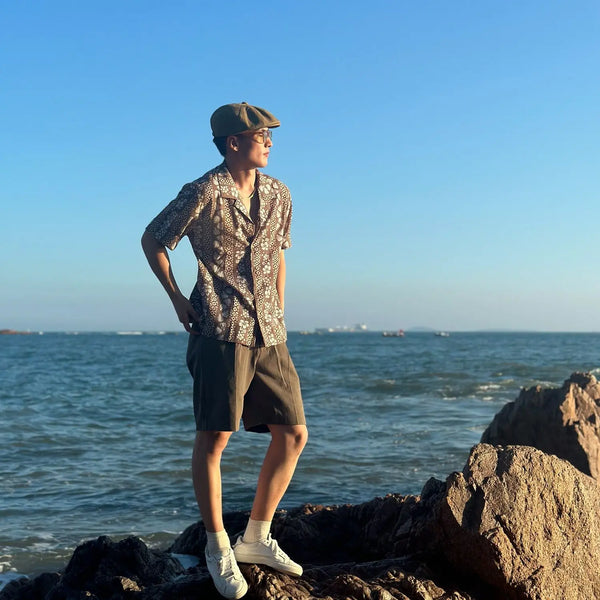 2024 summer beach casual men resort style versatile short-sleeved shirt new Cuban style trendy fashion high-end shirt for men
