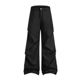 extended length edition wrinkle fashion men streetwear fashion hip hop vibe loose casual straight black suit pant trousers minimalist street pants