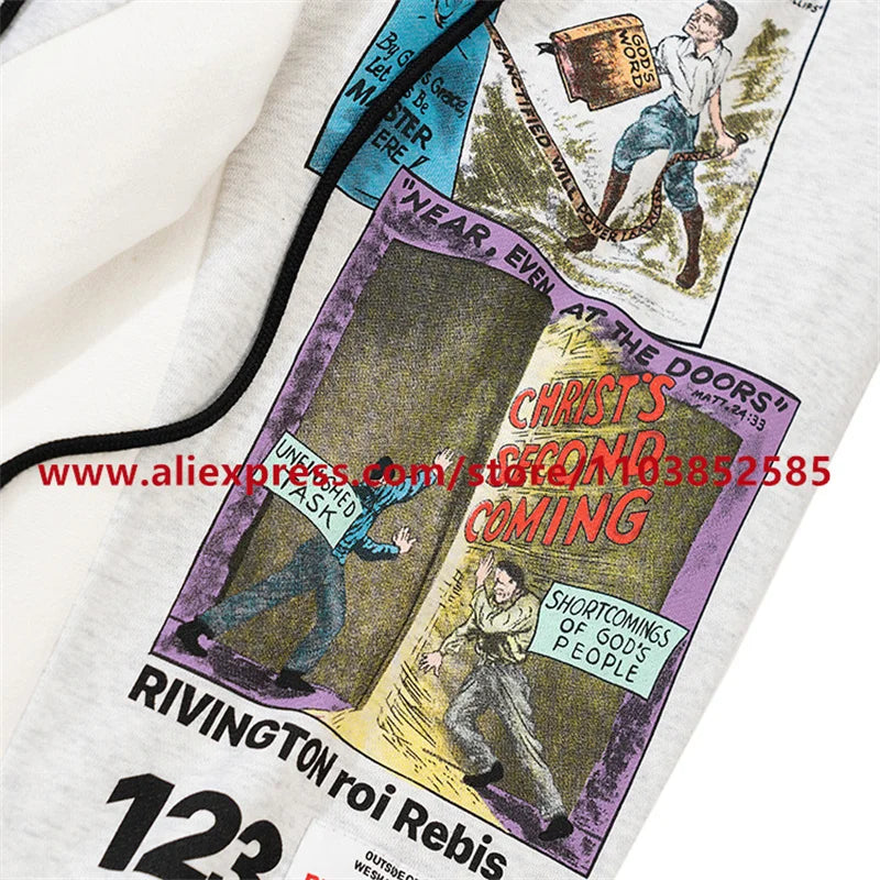 2024 autumn winter vintage casual sports pants mens letter illustration printed loose drawstring leg strap high street hip hop unique default style 1877